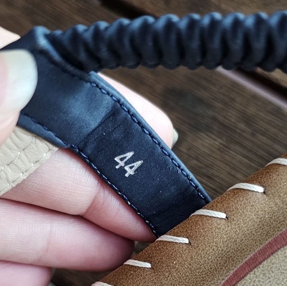 NWOT Aomigoct navy bohemian embellished elastic ankle flip flops sandals - Picture 9 of 12